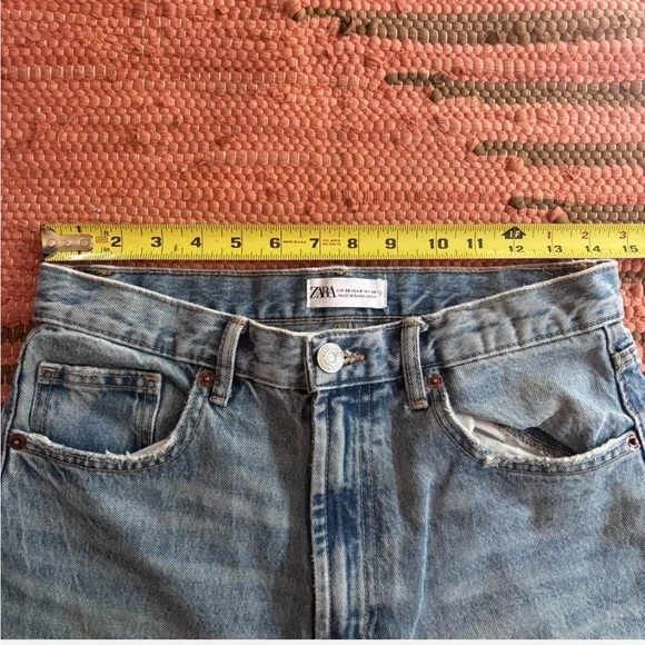 Zara Light Blue High Waisted Distressed Wide Leg Jeans - Picture 5 of 7